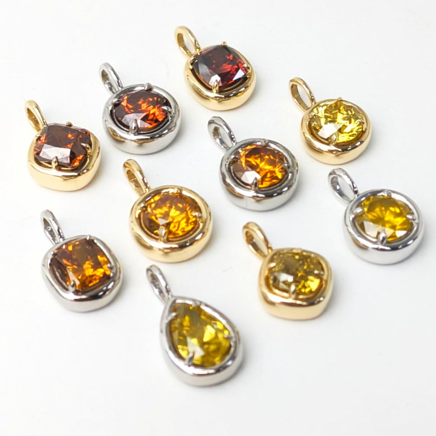 1.00ct Red, Yellow, Orange Diamond Solstice Pendants