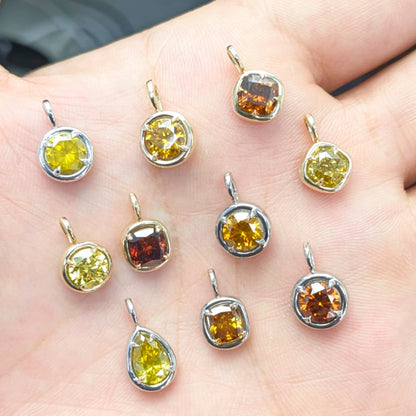 1.00ct Red, Yellow, Orange Diamond Solstice Pendants