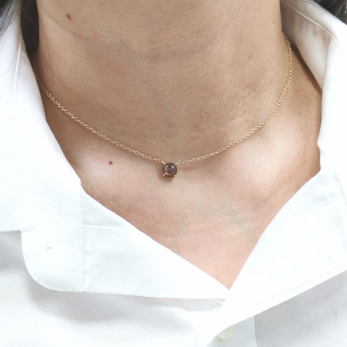 Polaris Brown Diamond Cab Choker Necklaces in 14K