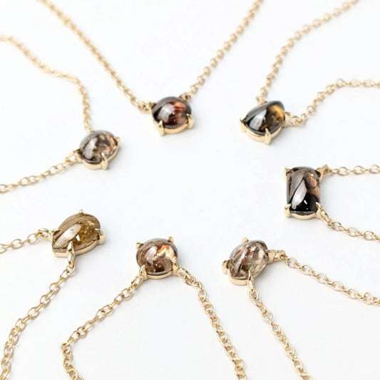 Polaris Brown Diamond Cab Choker Necklaces in 14K