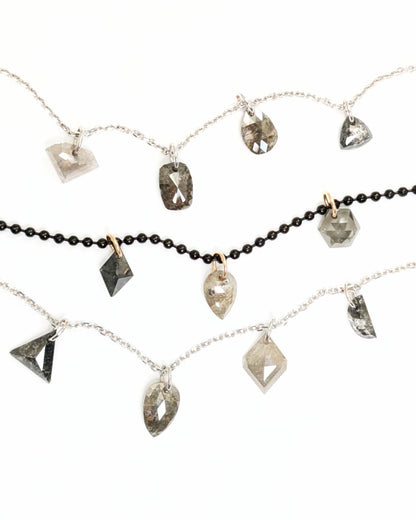 N A K E D Diamond Pendants in 14K - Salt + Pepper and Grey