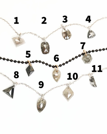 N A K E D Diamond Pendants in 14K - Salt + Pepper and Grey