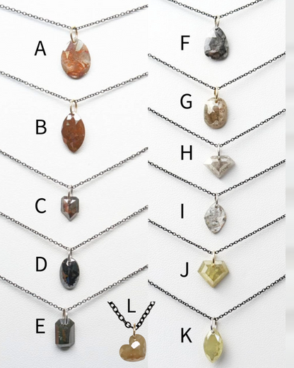 N A K E D Diamond Pendants in 14K - Black/Rustic/Salt & Pepper