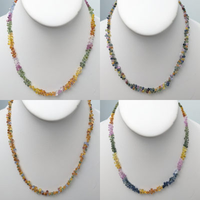 Multi Color Sapphire Butterfly Strand Necklace in 14KY