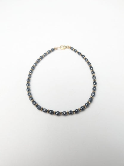 Black Diamond Bracelet in 14K Gold 4mm x 2.8mm Bead Size