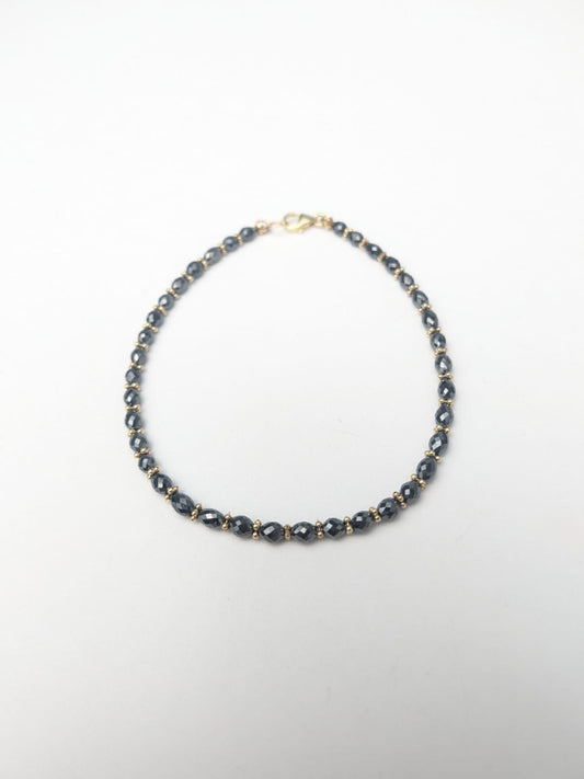 Black Diamond Bracelet in 14K Gold 4mm x 2.8mm Bead Size