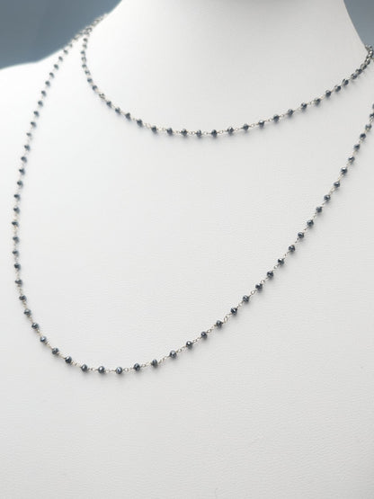 36" Black Diamond Rosary Necklace in 14KY, 14KW, and 14KR