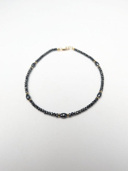 8" Black Diamond Bracelet in 14KY - BRC-030-DIA14Y-BK-8