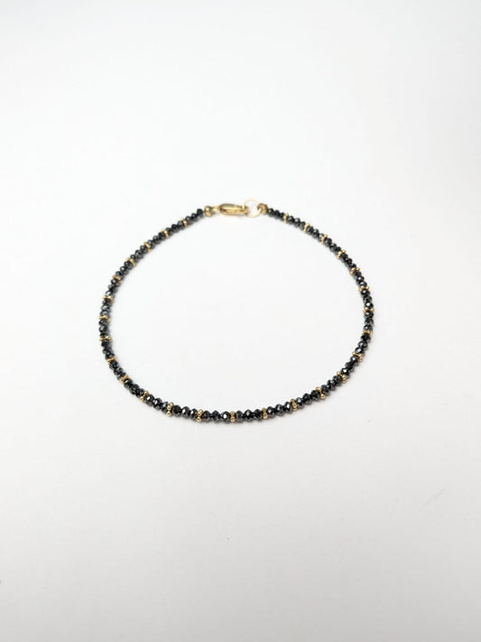 7.5" Black Diamond Bracelet in 14KY - BRC-033-DIA14Y-BK-7.5