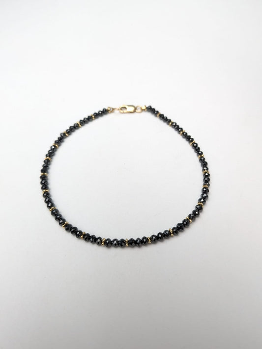 7.5" Black Diamond Bracelet in 14KY - BRC-034-DIA14Y-BK-7.5