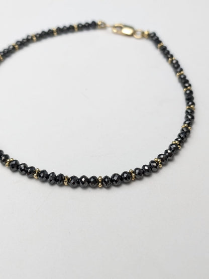 7.5" Black Diamond Bracelet in 14KY