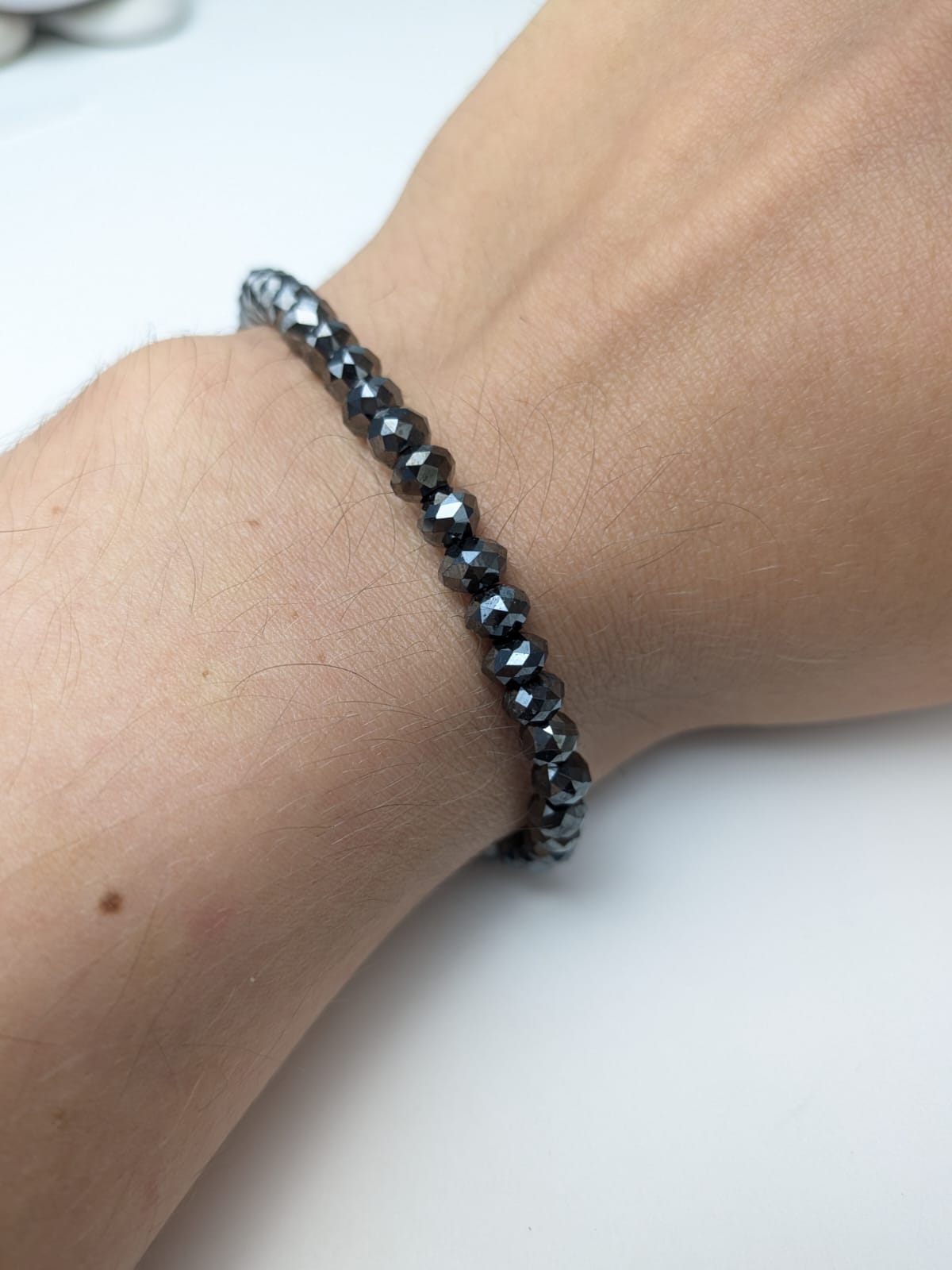 7.5" Black Diamond Solid Strand Bracelet in 14KW