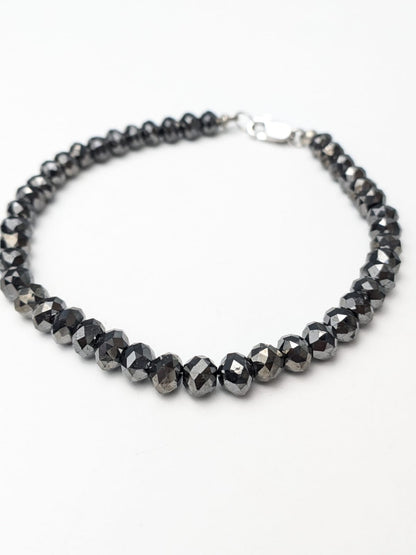 7.5" Black Diamond Solid Strand Bracelet in 14KW