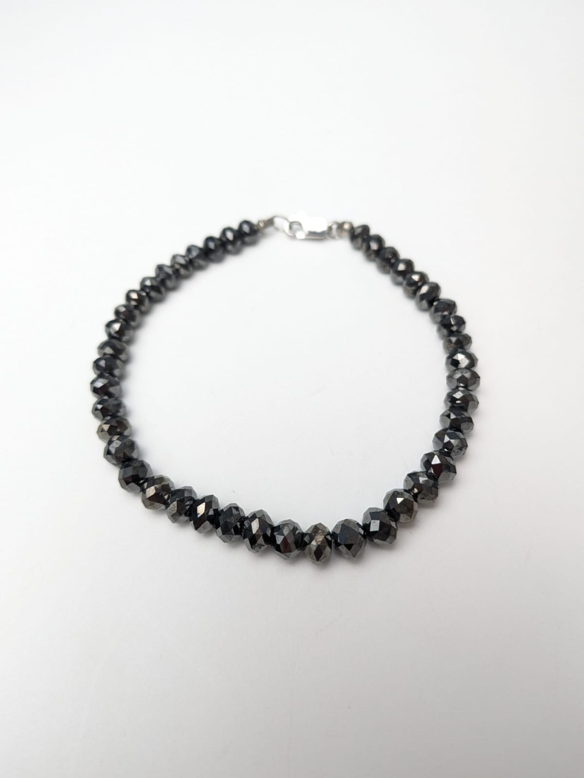 7.5" Black Diamond Solid Strand Bracelet in 14KW