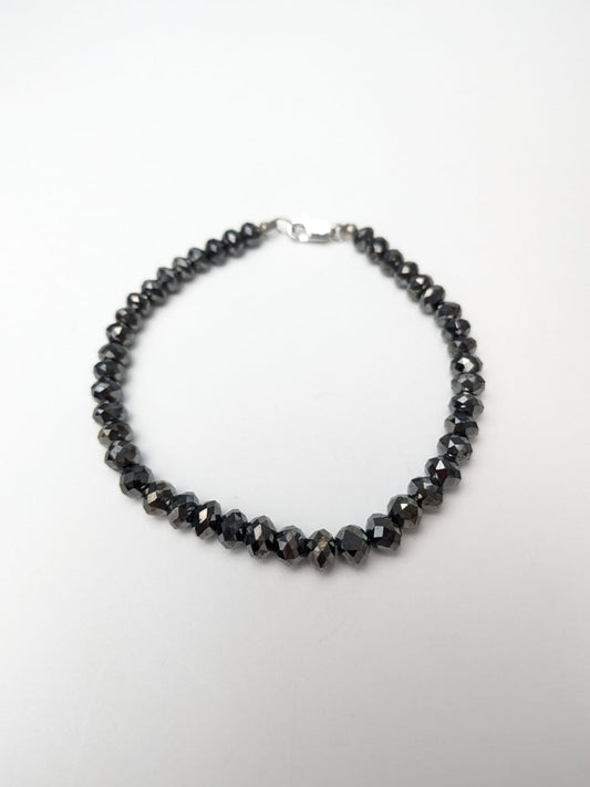 7.5" Black Diamond Solid Strand Bracelet in 14KW - BRC-039-CRDDIA14W-BK-7.5