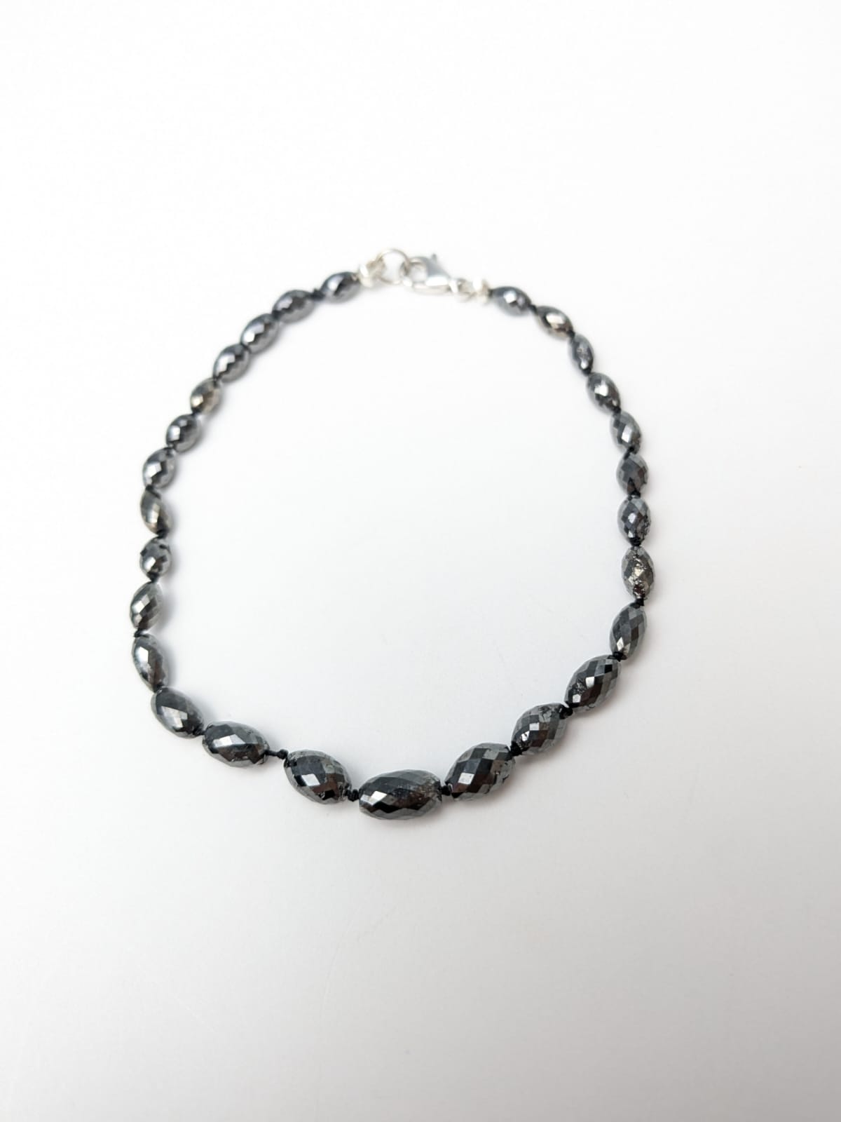 7.5" Black Diamond Knotted Strand Bracelet in 14KW