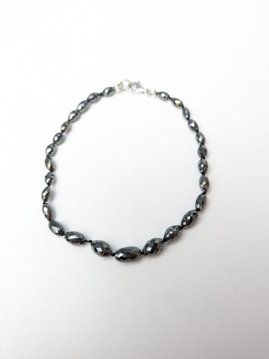 7.5" Black Diamond Knotted Strand Bracelet in 14KW - BRC-041-CRDDIA14W-BK-7.5