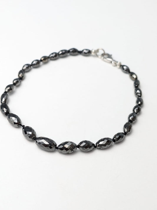 7.5" Black Diamond Knotted Strand Bracelet in 14KW