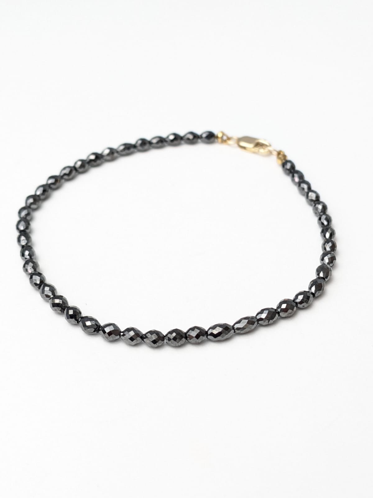 7" Black Diamond Solid Strand Bracelet in 14KY