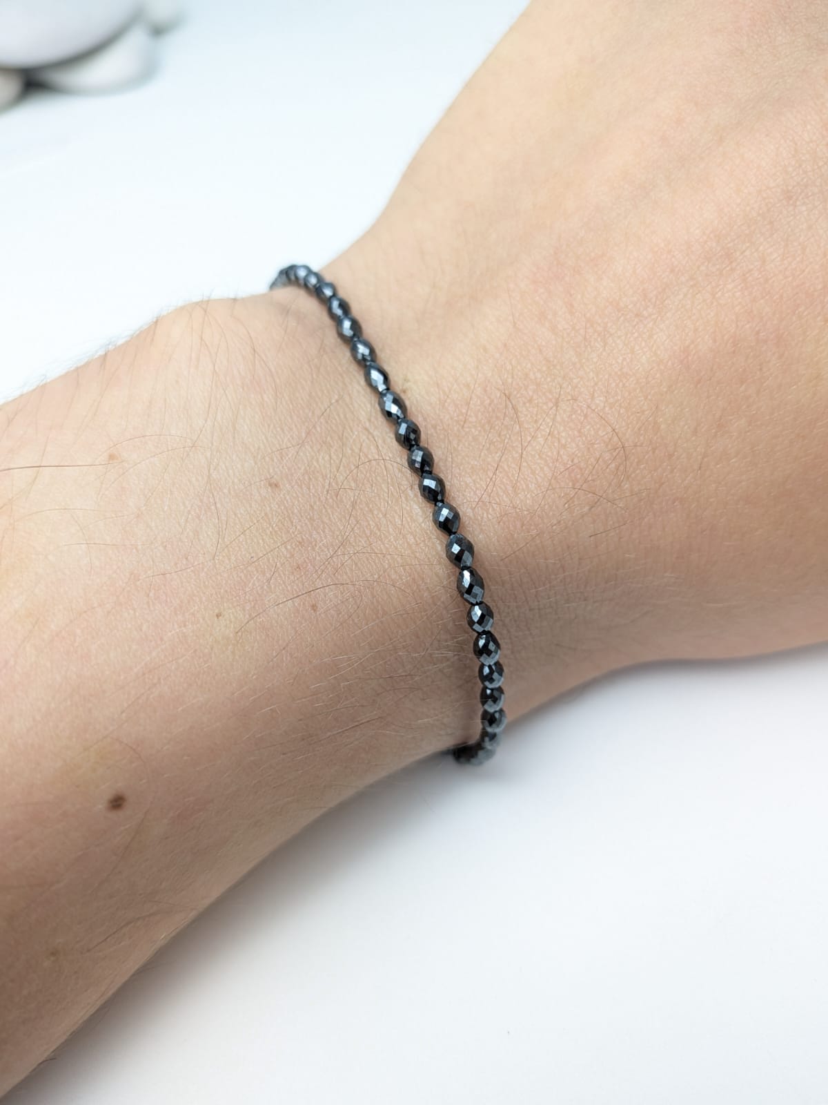 7" Black Diamond Solid Strand Bracelet in 14KY