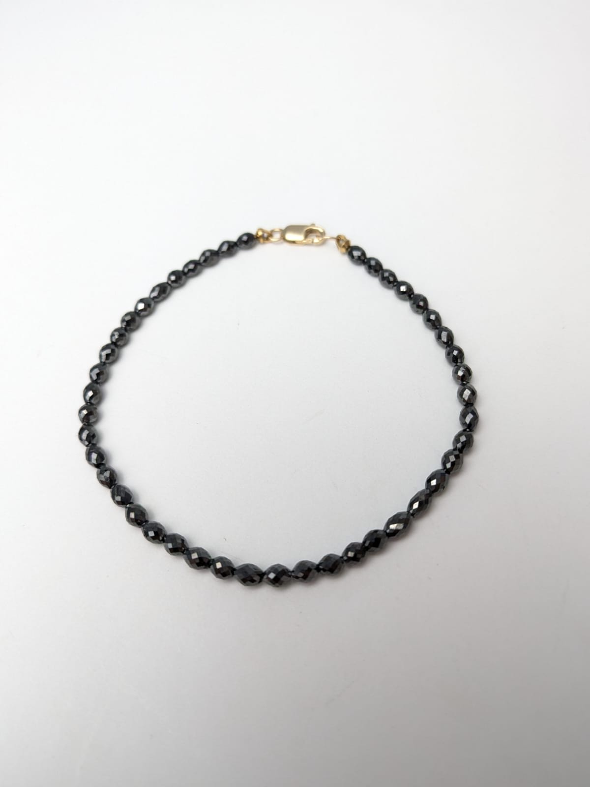 7" Black Diamond Solid Strand Bracelet in 14KY