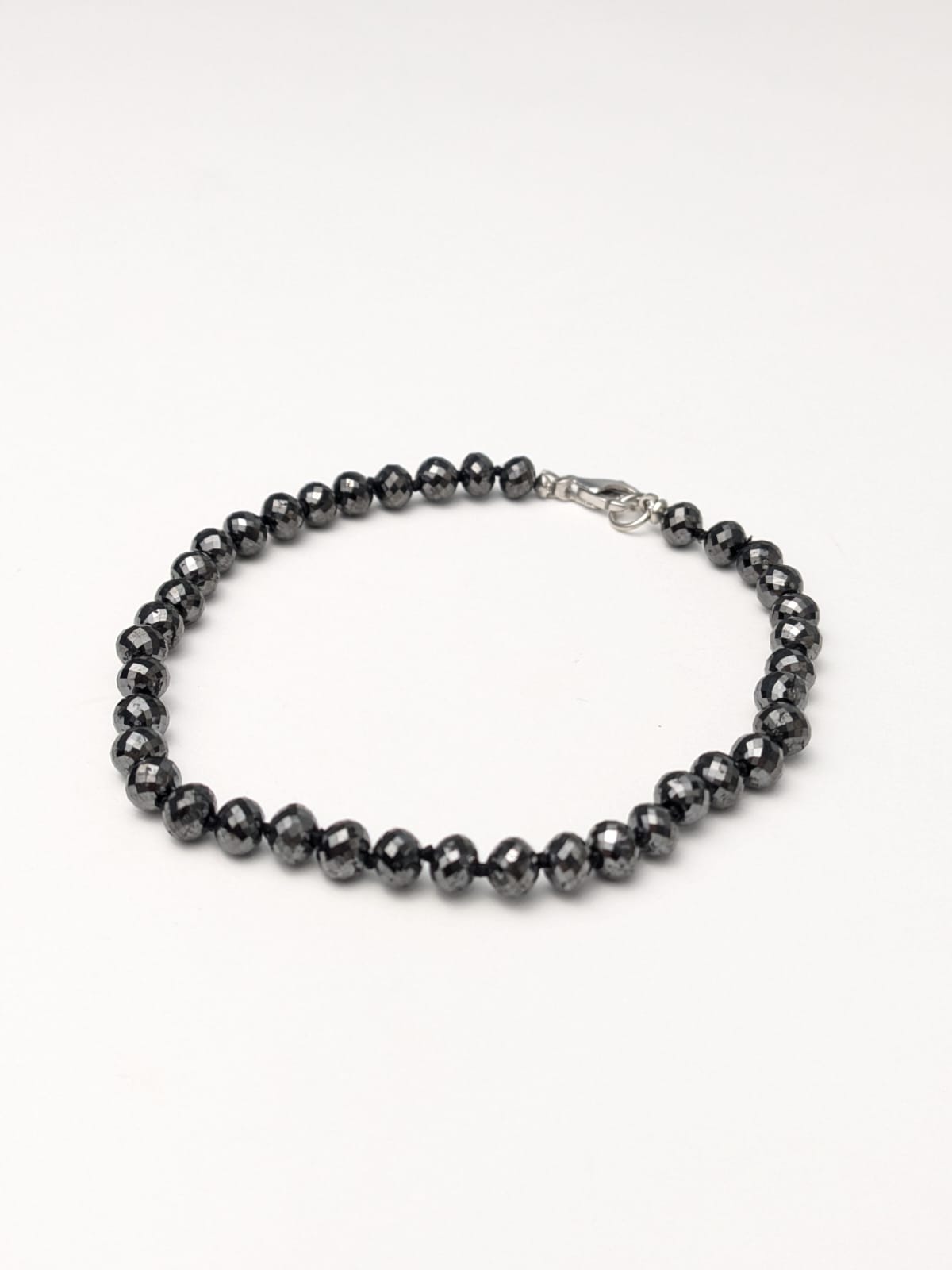 7.25" Black Diamond Knotted Strand Bracelet in 14KW