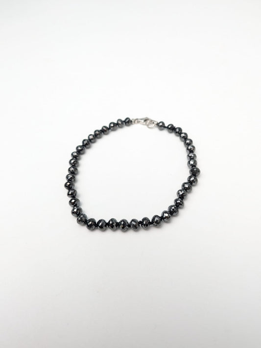 7.25" Black Diamond Knotted Strand Bracelet in 14KW - BRC-050-CRDDIA14W-BK-7.25