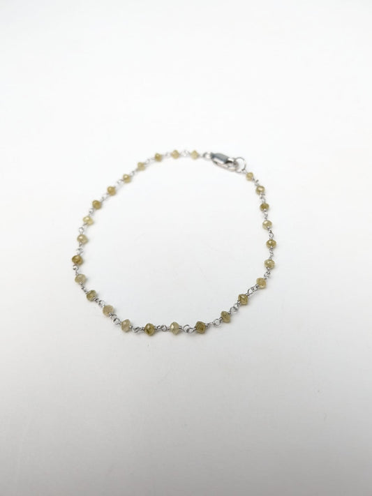 7.25" Grey Diamond Rosary Bracelet in 14KW