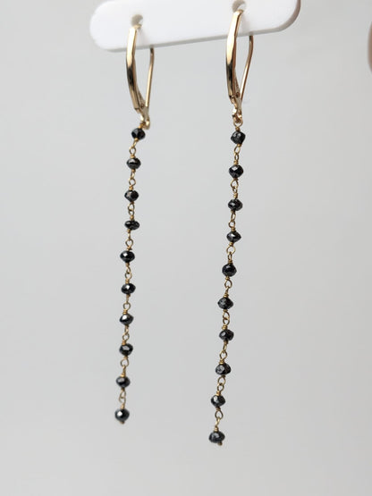 Black Diamond Drop Earrings in 14KY, 14KW, and 14KR