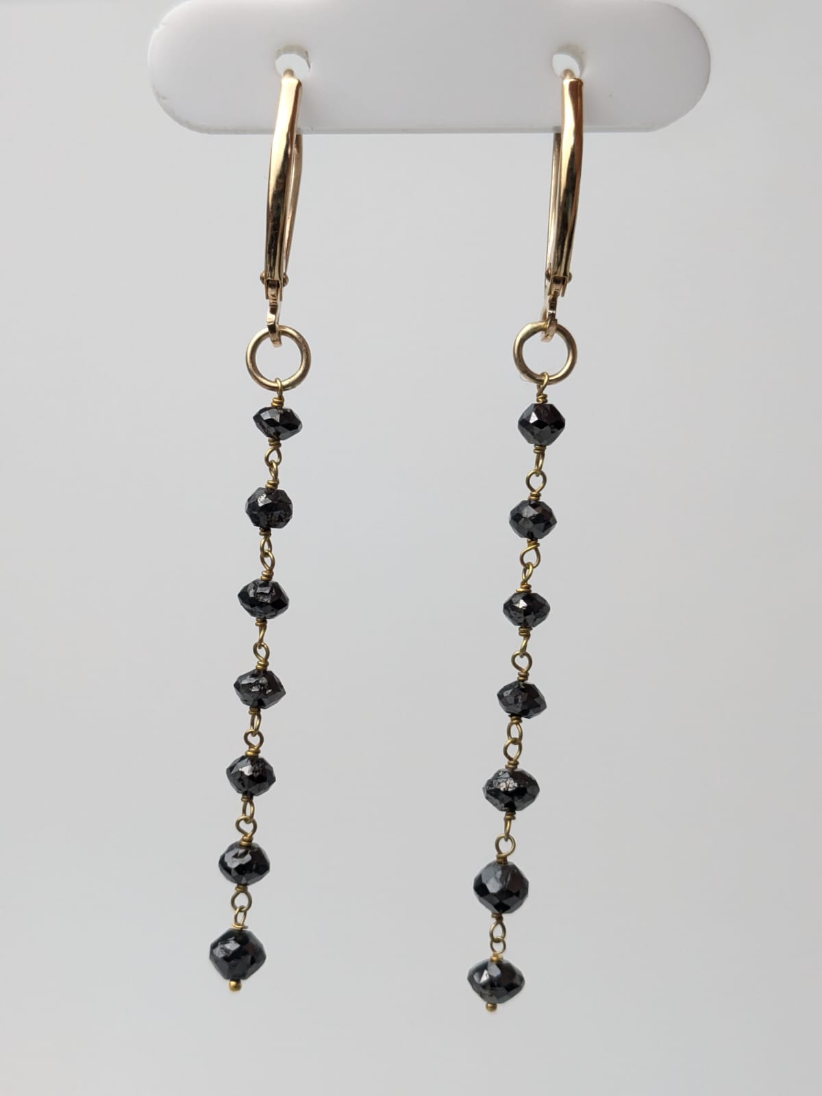 Black Diamond Drop Earrings in 14KY - EAR-307-DRPDIA14Y-BK