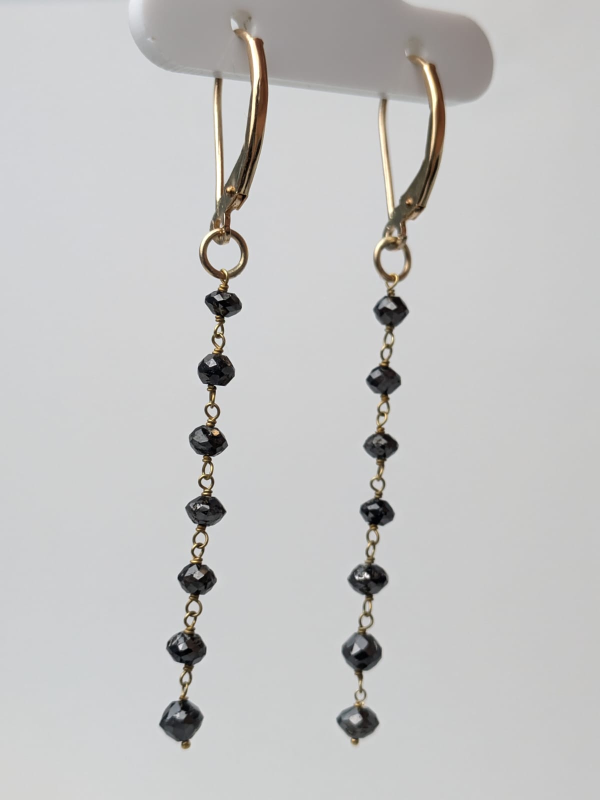 Black Diamond Drop Earrings in 14KY - EAR-307-DRPDIA14Y-BK