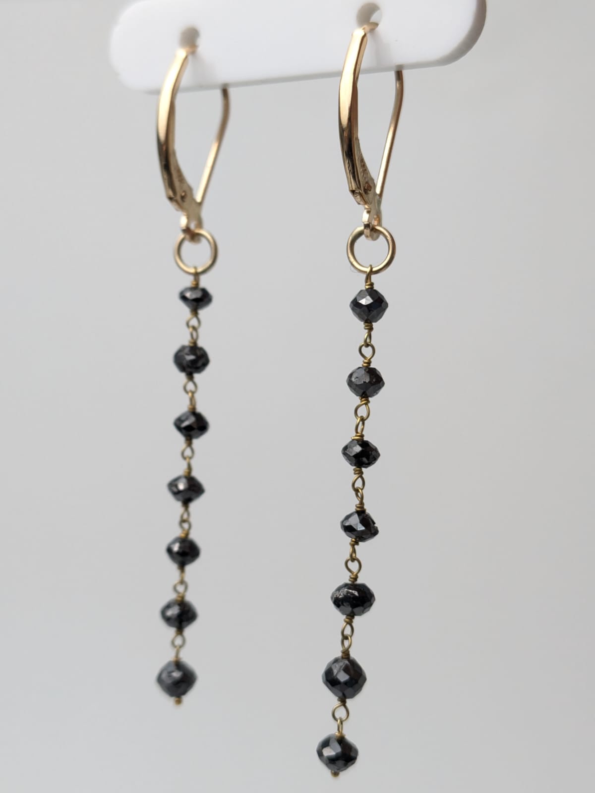 Black Diamond Drop Earrings in 14KY - EAR-307-DRPDIA14Y-BK