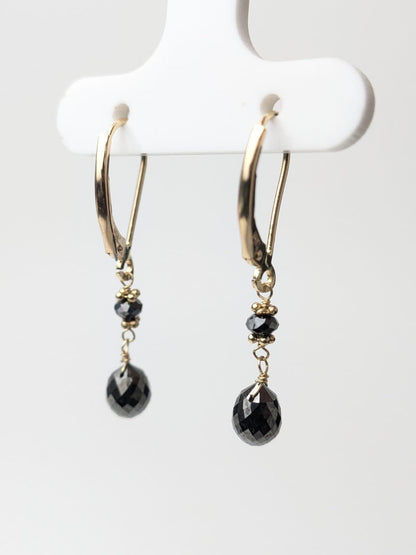 Black Diamond Drop Earrings in 14KY and 14KW