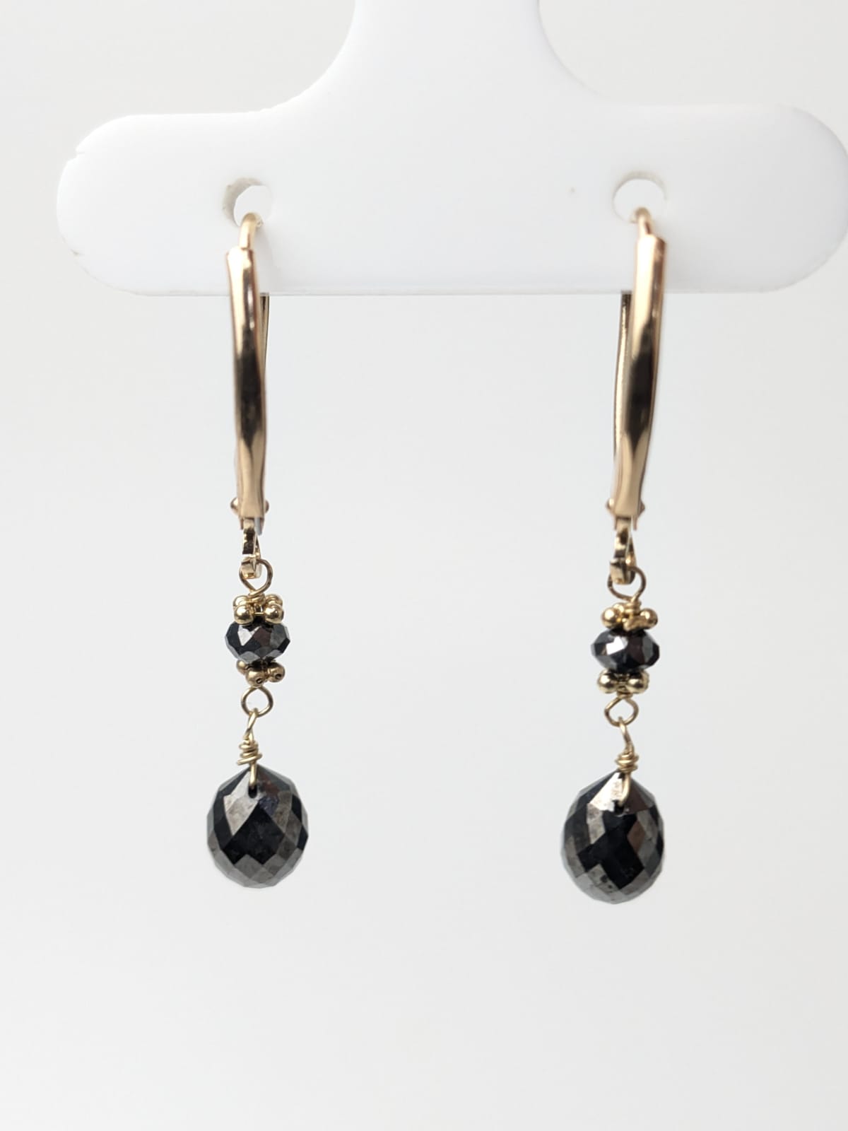 Black Diamond Drop Earrings in 14KY and 14KW