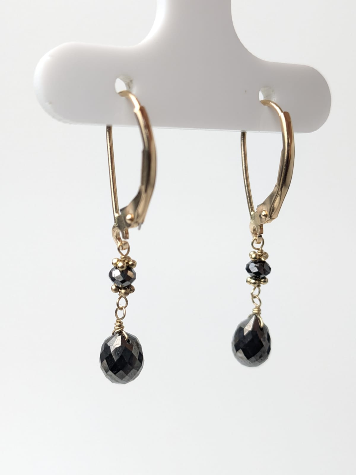 Black Diamond Drop Earrings in 14KY and 14KW