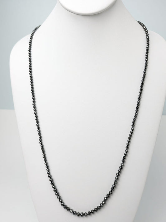 29" Black Diamond Solid Strand Knotted Necklace in 14KY - NCK-908-CRDDIA14Y-BLK-29