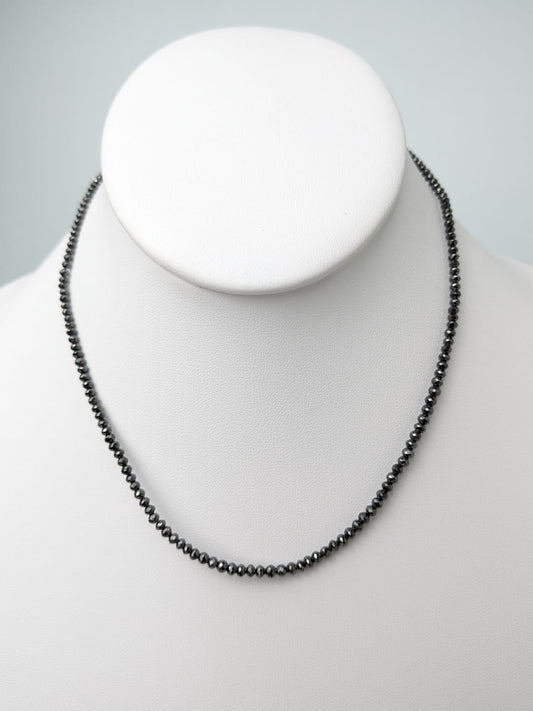 16" Black Diamond Solid Strand Necklace in 14KW - NCK-916-CRDDIA14W-BLK-16