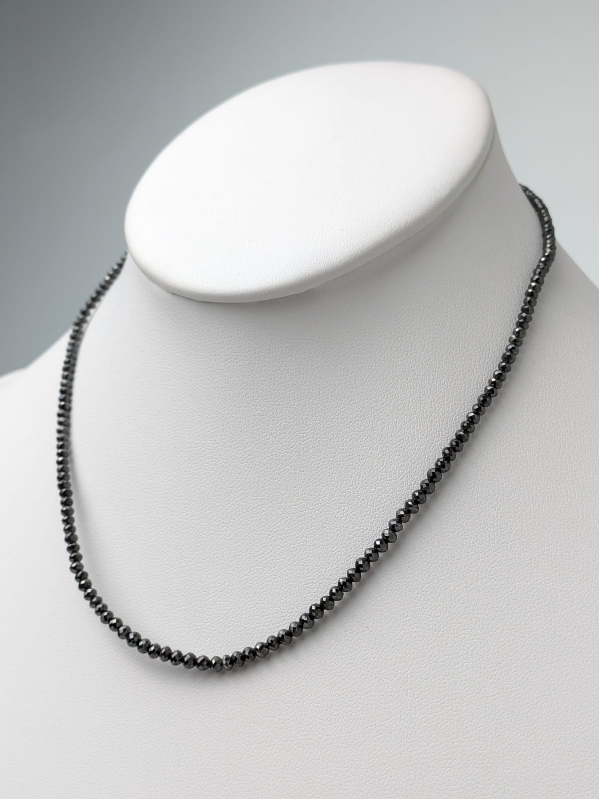 16" Black Diamond Solid Strand Necklace in 14KW - NCK-916-CRDDIA14W-BLK-16