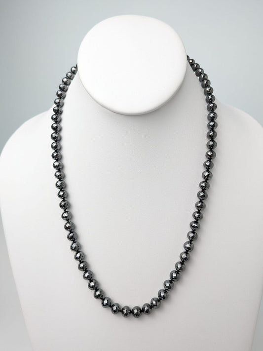 20" Black Diamond Solid Strand Knotted Necklace in 14KY - NCK-920-CRDDIA14Y-BLK-20