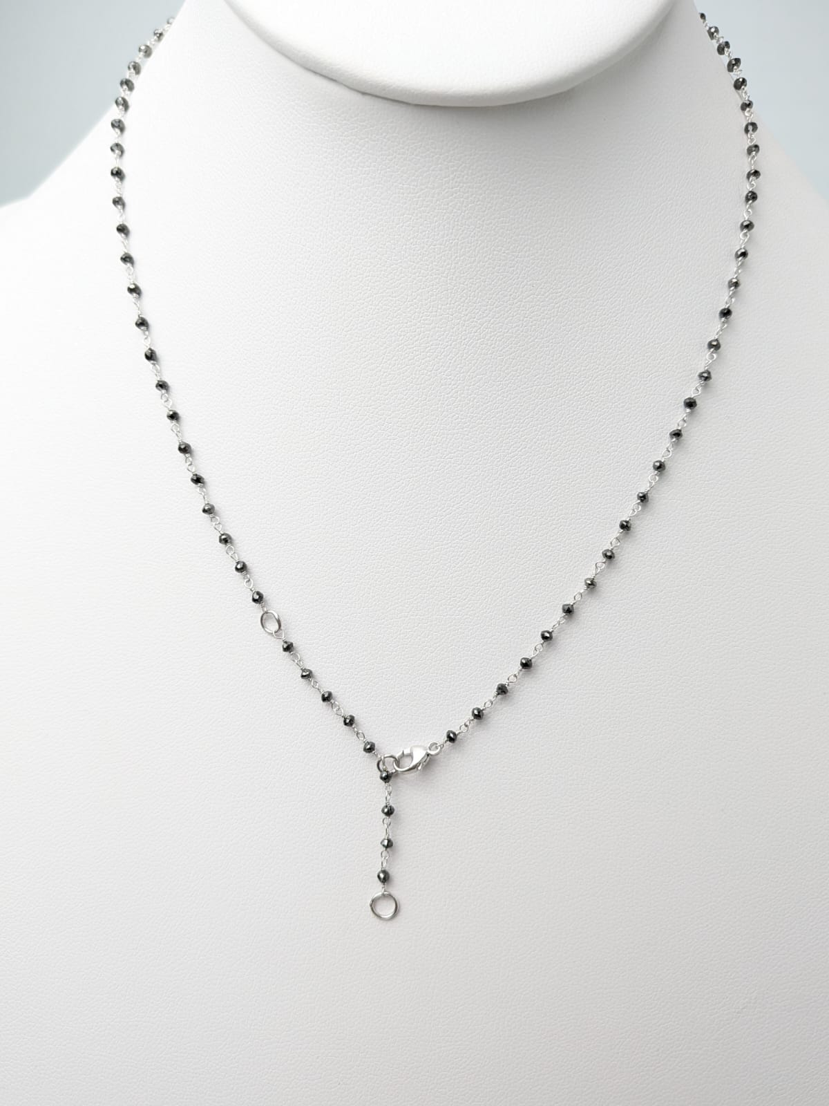 16"-18" Black Diamond Round Rosary Necklace in 14K and 18K