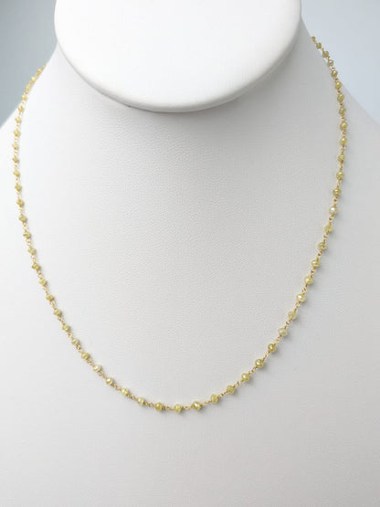 16"-18" Yellow Diamond Round Rosary Necklace in 14KY