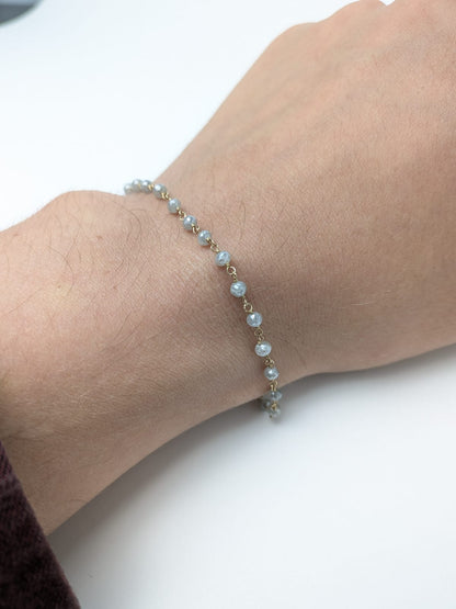 Grey Diamond Rosary Bracelet in 14KY and 14KW