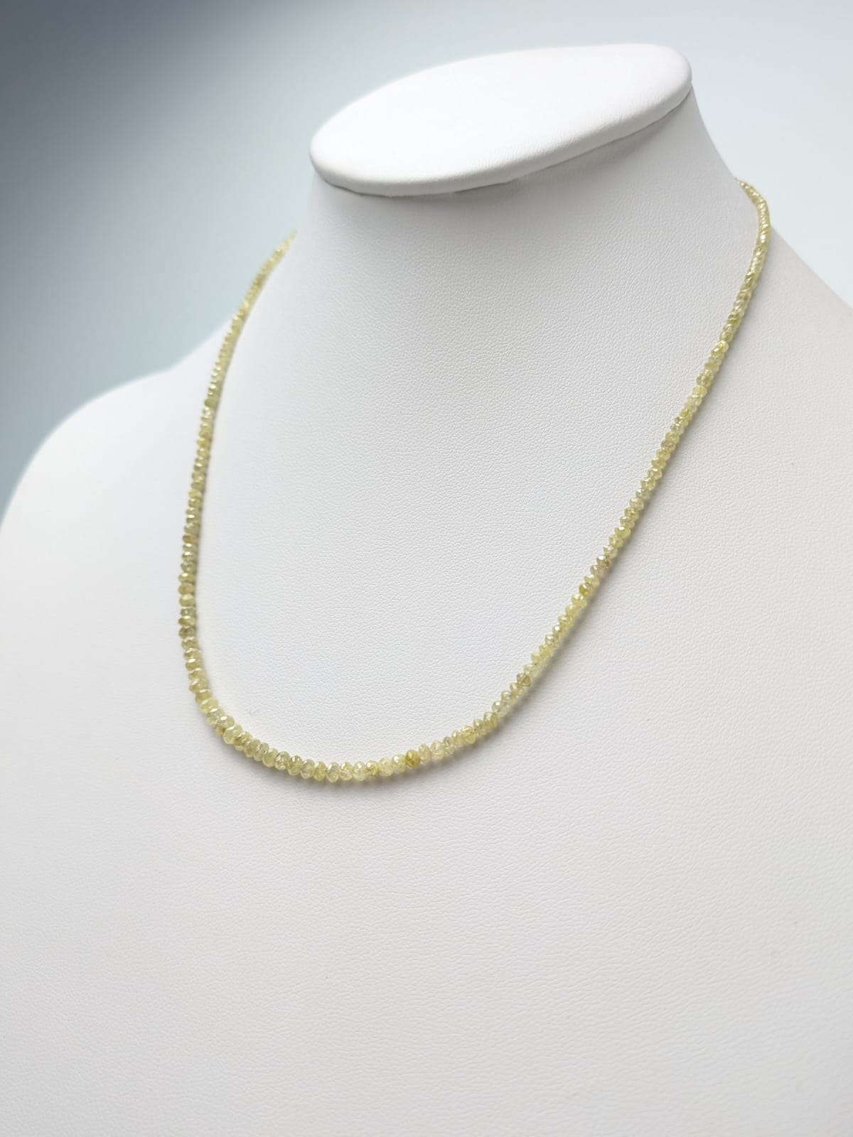 Yellow Diamond Round Solid Strand Necklace in 14KY Gold 2-3mm Bead Size