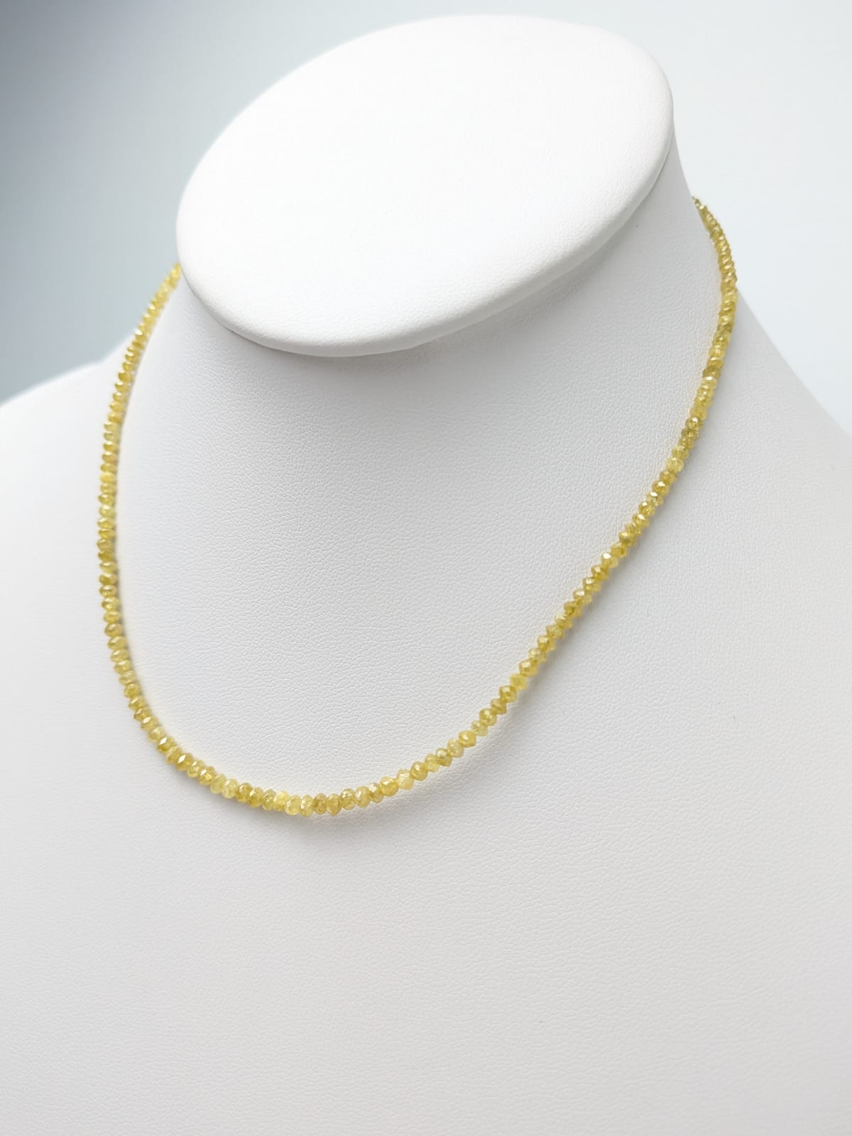 Yellow Diamond Round Solid Strand Necklace in 14KY Gold 2-3mm Bead Size