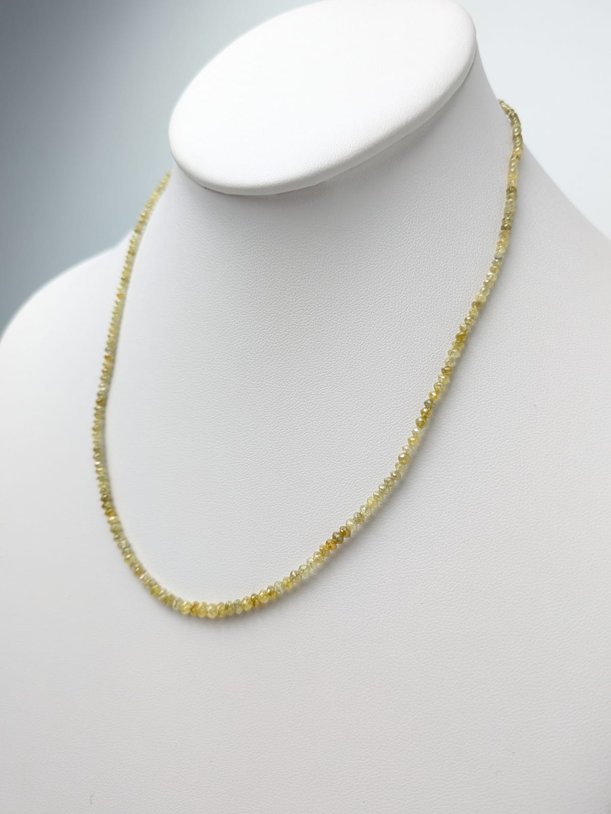 Yellow Diamond Round Solid Strand Necklace in 14KY Gold 2-3mm Bead Size