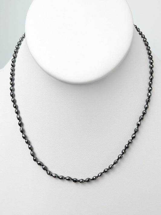 3.0x5.0mm Black Diamond Oval Bead Knotted Necklace (26-40ct Tot. Dia. Wt.)