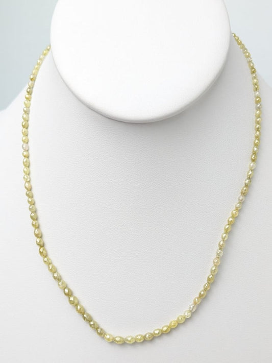 Yellow Diamond Oval Solid Strand Necklace in 14KY 2x4mm-4x6mm Bead Size