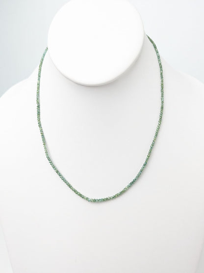 Green Diamond Round Solid Strand Necklace in 14KW 2-3mm Bead Size