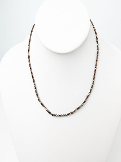 Rustic Brown Diamond Round Solid Strand Necklace in 14KY 2.5-4mm Bead Size