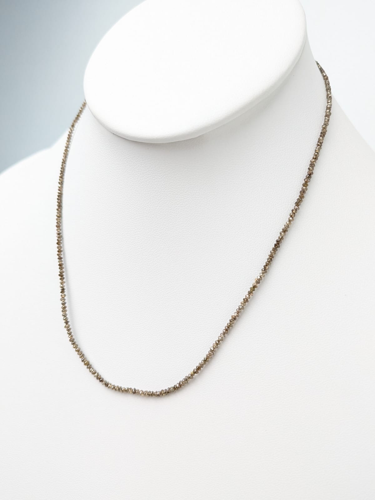 Rustic Brown Diamond Round Solid Strand Necklace in 14KY 1.5-2.0mm Bead Size